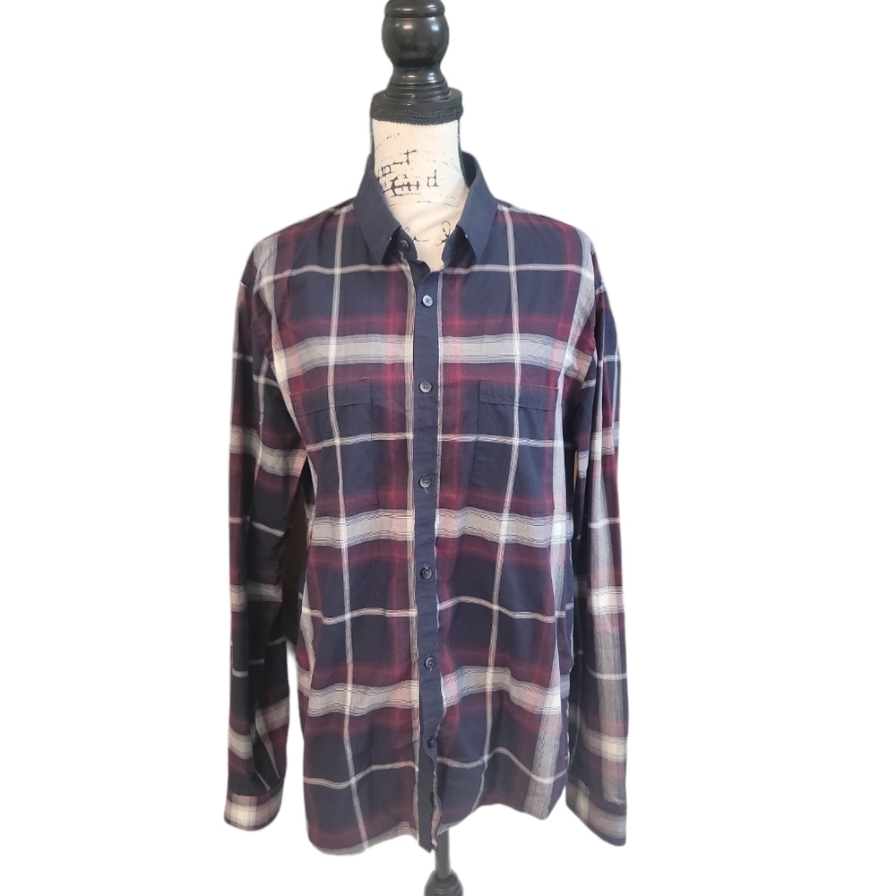 Express Fitted Men's Career Casual Button Front Shirt Size Large